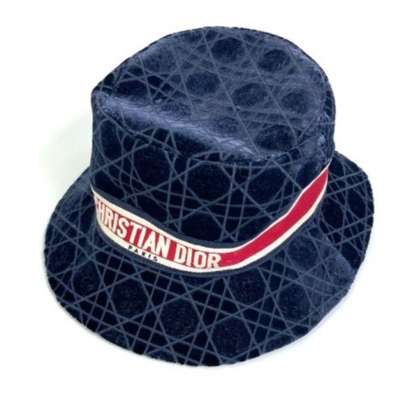 Dior 15CAN923X134 21AW Velor Cannage logo bob Hat bucket hat Navy/Red - Picture 11 of 11